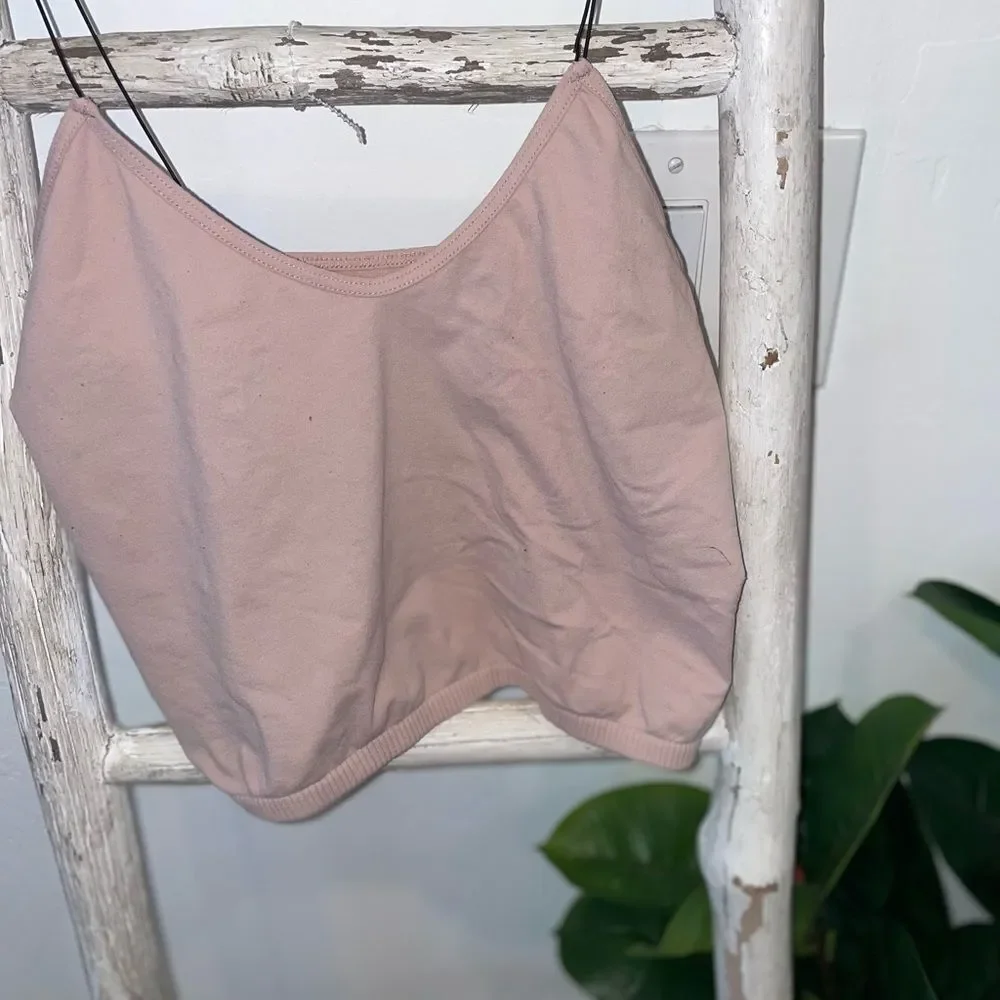 FREE PEOPLE SEAMLESS CROPPED CAMI BLUSH SIZE M/L